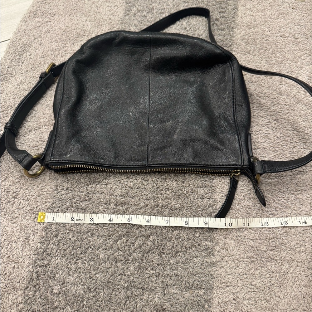 Frye Black Leather Crossbody Bag with Gold Buckles - Picture 11 of 12